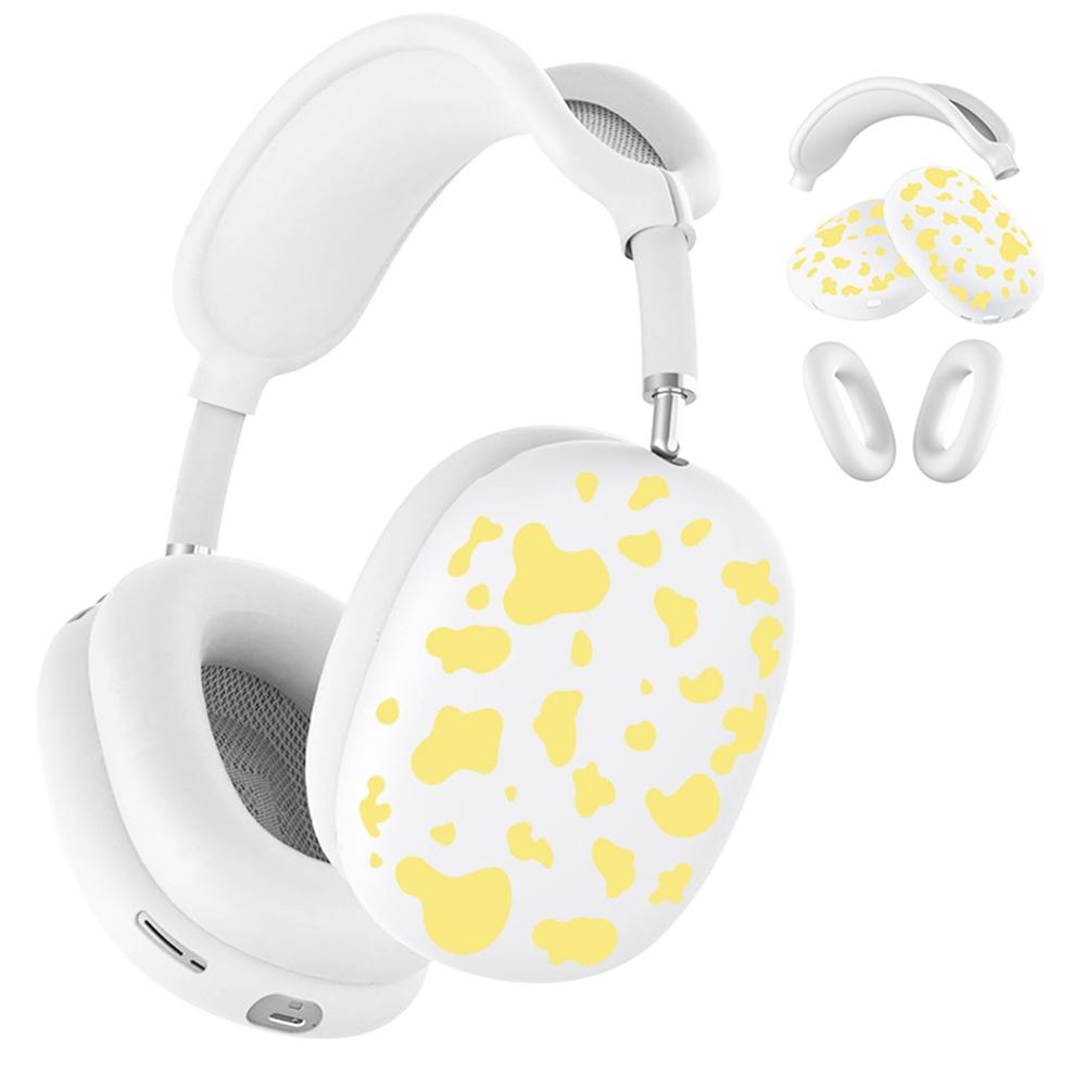 3Pcs/Set For AirPods Max Silicone Protective Case Cow Pattern Earmuff Sleeve Headband Cover Ear Cushion Cover