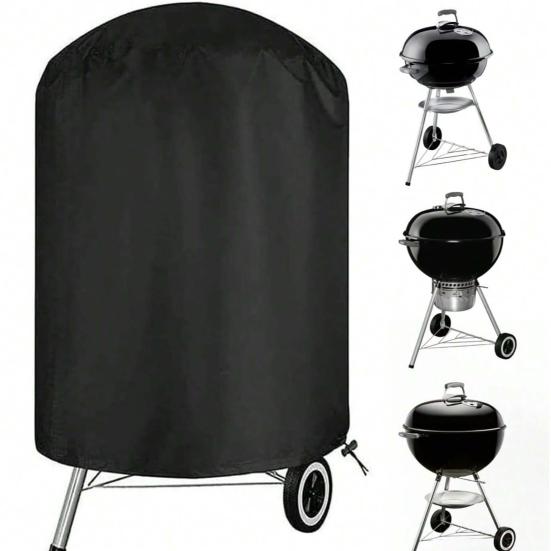 Charcoal Grill Cover Oxford Cloth Round Grill Protector Tear Resistant Waterproof Barbecue Grill Cover with Drawstring for All-Weather Protection