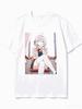 2026 New Unisex Crew Neck Casual Short Sleeve T-Shirt With Classroom Desk Chin Rest Alisa Mikhailovna Kujou Square Frame Anime Print