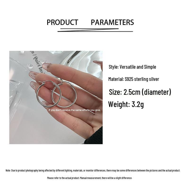 S925 Sterling Silver Timeless Classic Hoop Earrings for Women – Versatile, Simple, and Elegant Large Round Ear Jewelry