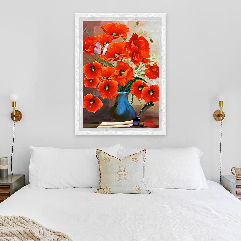 New 5D DIY Diamond Painting Flower Diamond Embroidery Lily Scenery Cross Stitch Full Round Drill Crafts Home Decor Gift