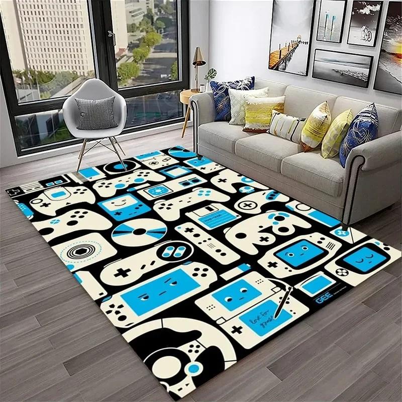 Gamer Rugs for Bedroom Playroom Boys Teen Game Gamepad Carpet Bathroom Kitchen Living Room Floor Mat Home Decor Non-Slip Doormat