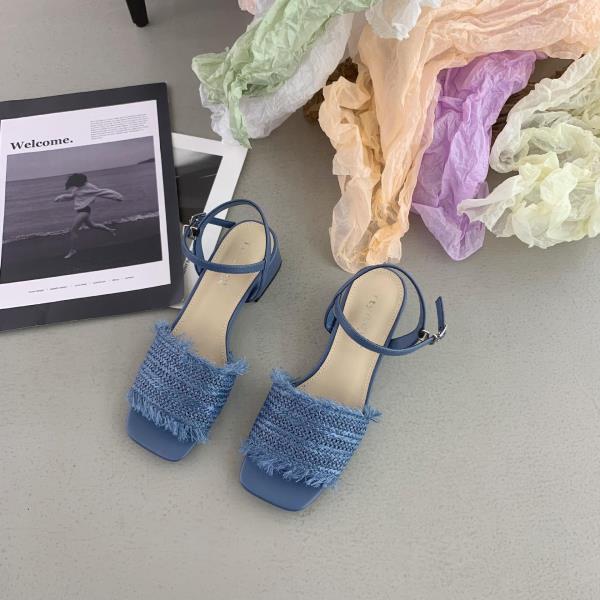 Fashion Clear Heels Female Sandal Open Toe Low-Heeled Shoes With Strap 2025 Women's Breathable All-Match Girls Peep Low-heeled Block Com