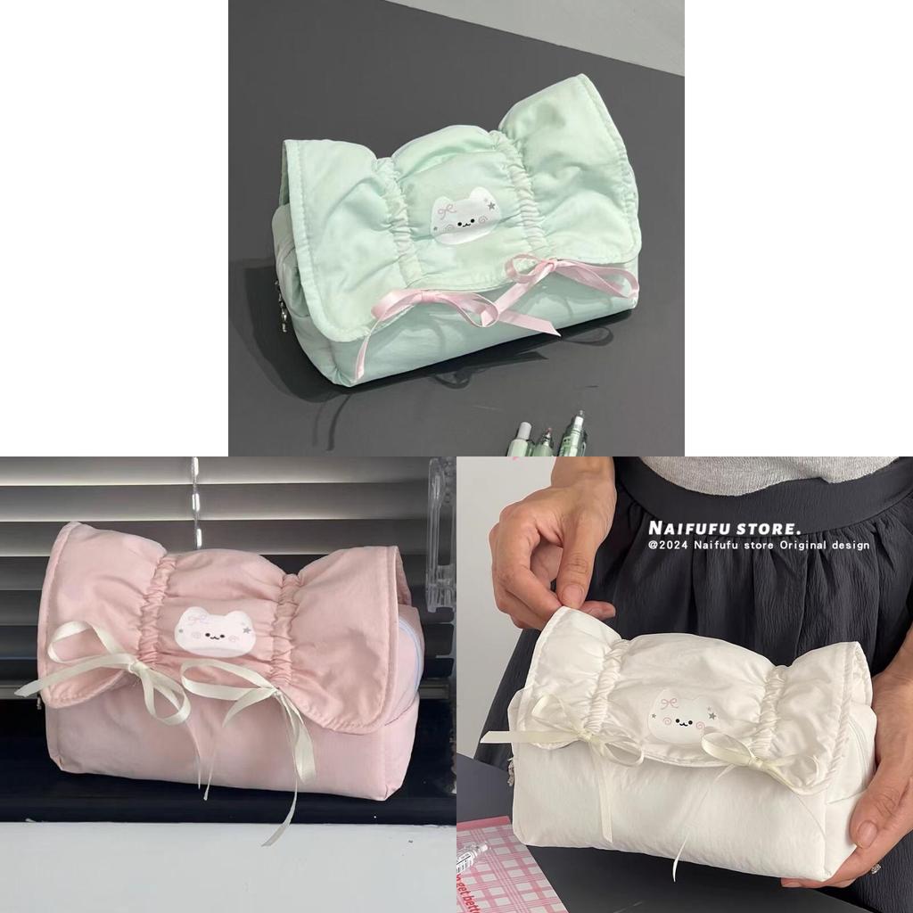 Korean Style Cat Pencil Case With Large Capacity And Flip Cover For Students And Girls