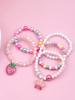 b58 5Pcs/set Cute Personality Strawberry Pentagram Pendant Pink Series Beaded Bracelets Suitable Holiday Parties Birthday Gift
