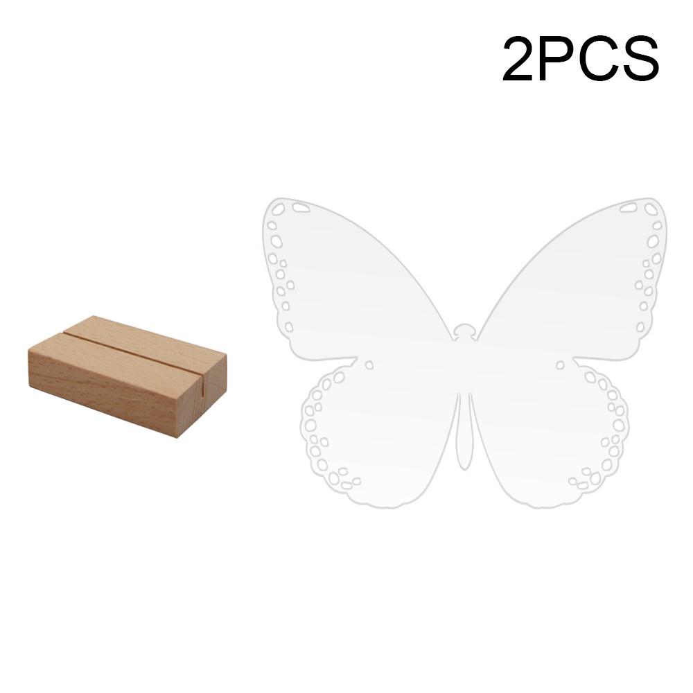 

Runtowo 2/4pcs Transparent Butterfly Acrylic Table Sign Holder With Wooden Base, Wedding Table Decor,Birthday Party Supplies