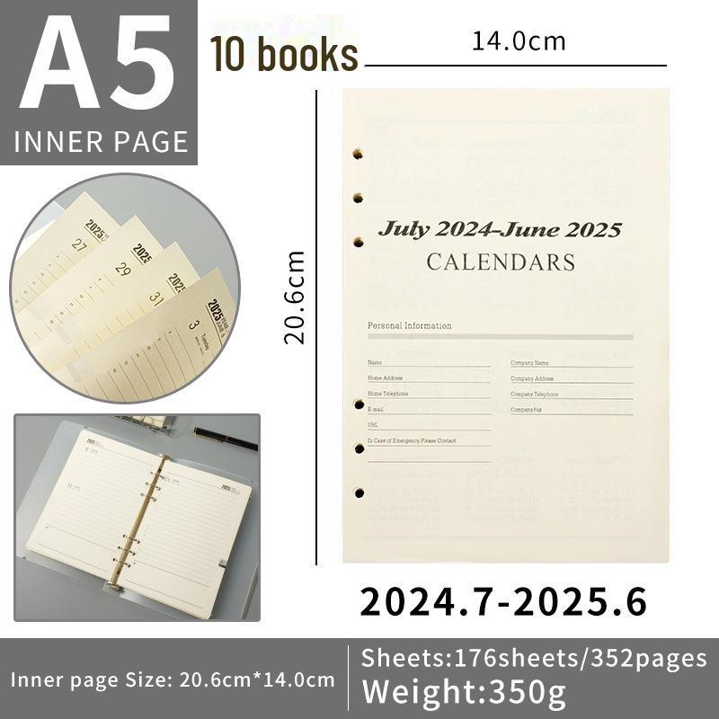 Colorful Detachable 2025 English Calendar Square PVC Loose-Leaf Notebook Pages