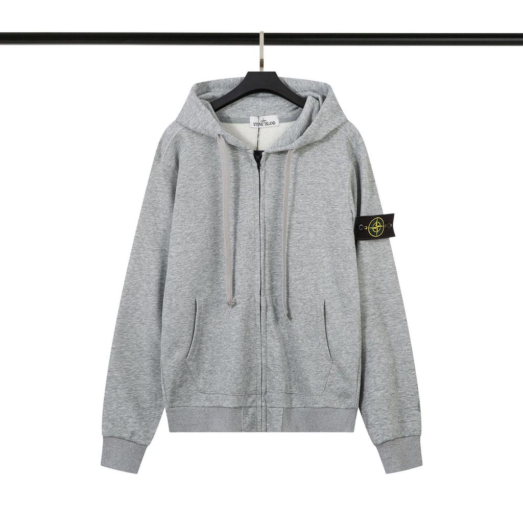 CrossSTONE Gesticktes Kompass Kapuzen-Reißverschluss-Sweatshirt - Lässiger Lockerer Cardigan