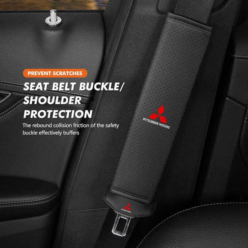 For Mitsubishi Universal Car Seat Belt Buckle Shoulder Pad Protective Cover Outlander Lancer L200 ASX Pajero Grandis Eclipse