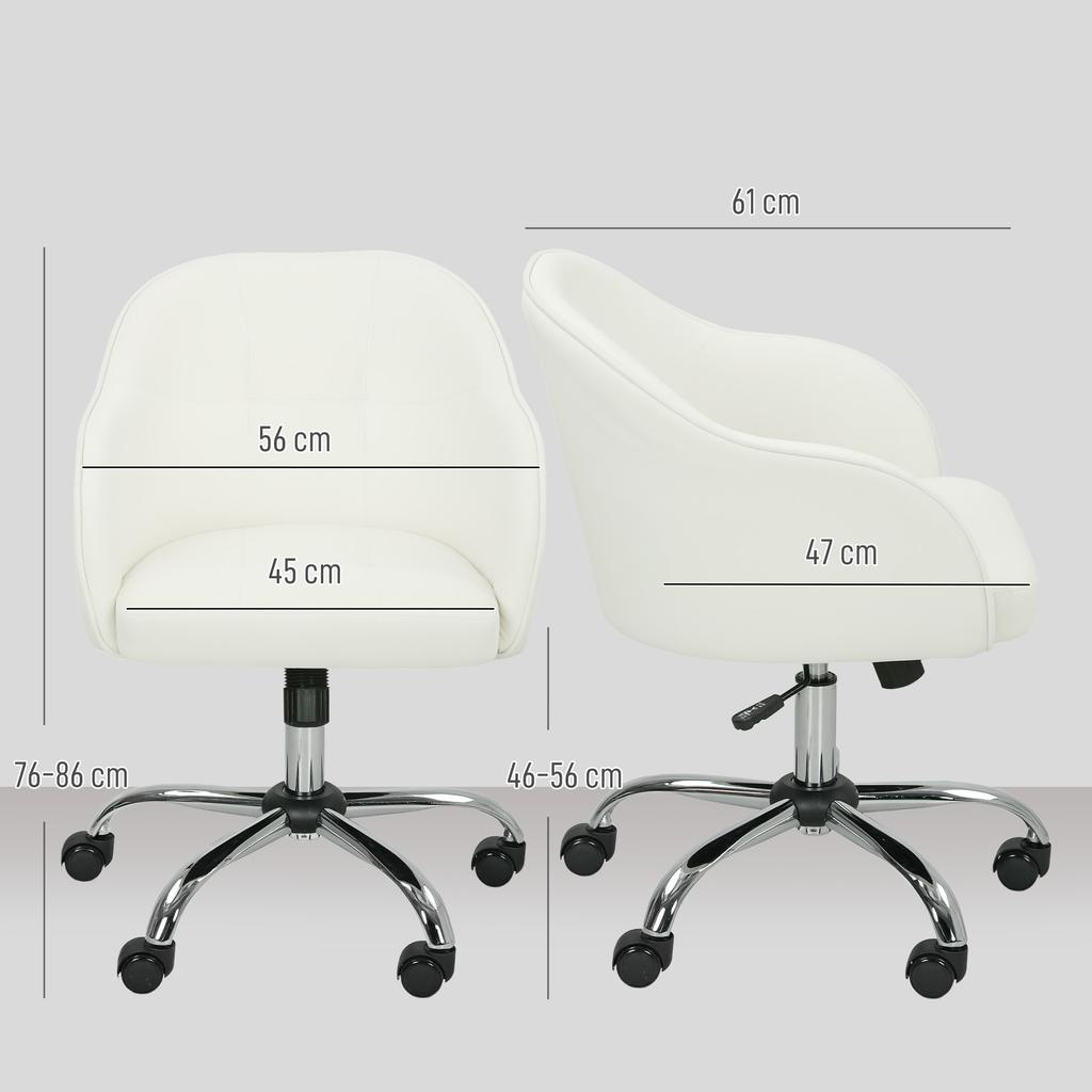 46-56 cm Velvet-feel Office Chair - Cream