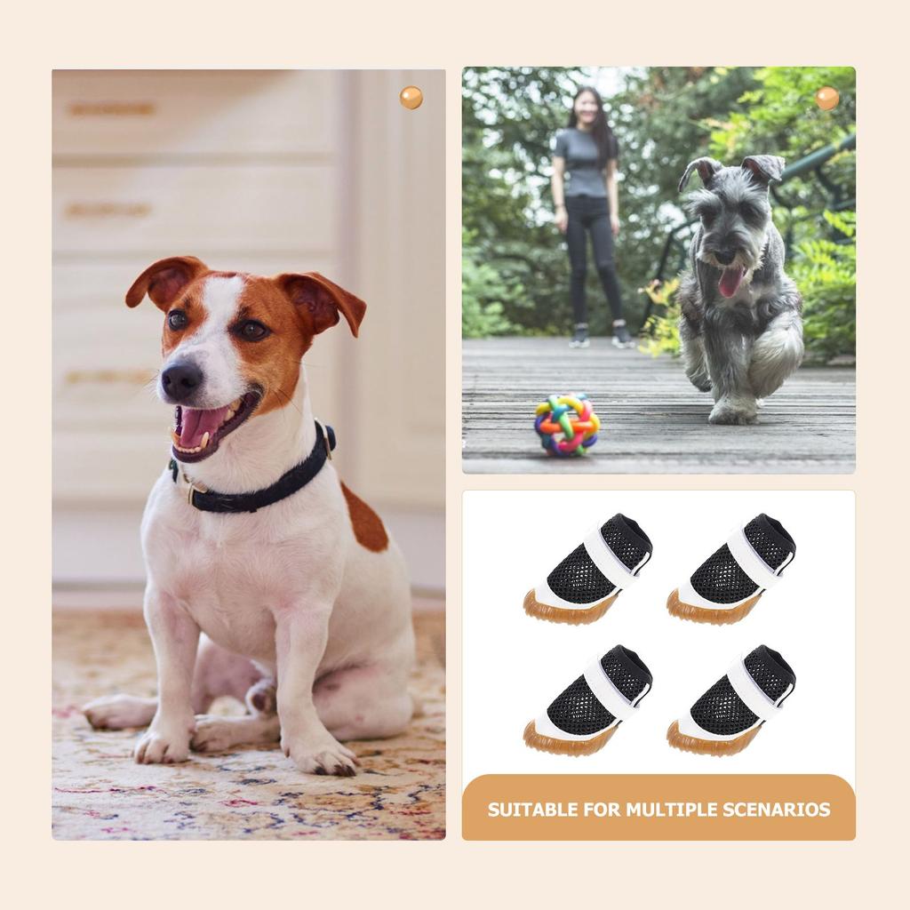 4 Paia Scarpe Estive per Animali Domestici Stivali per Cani in PVC Design a Rete Vuota Regolabili Traspiranti Copripiedi per Cuccioli Protettore per Cani da Interno ed Esterno