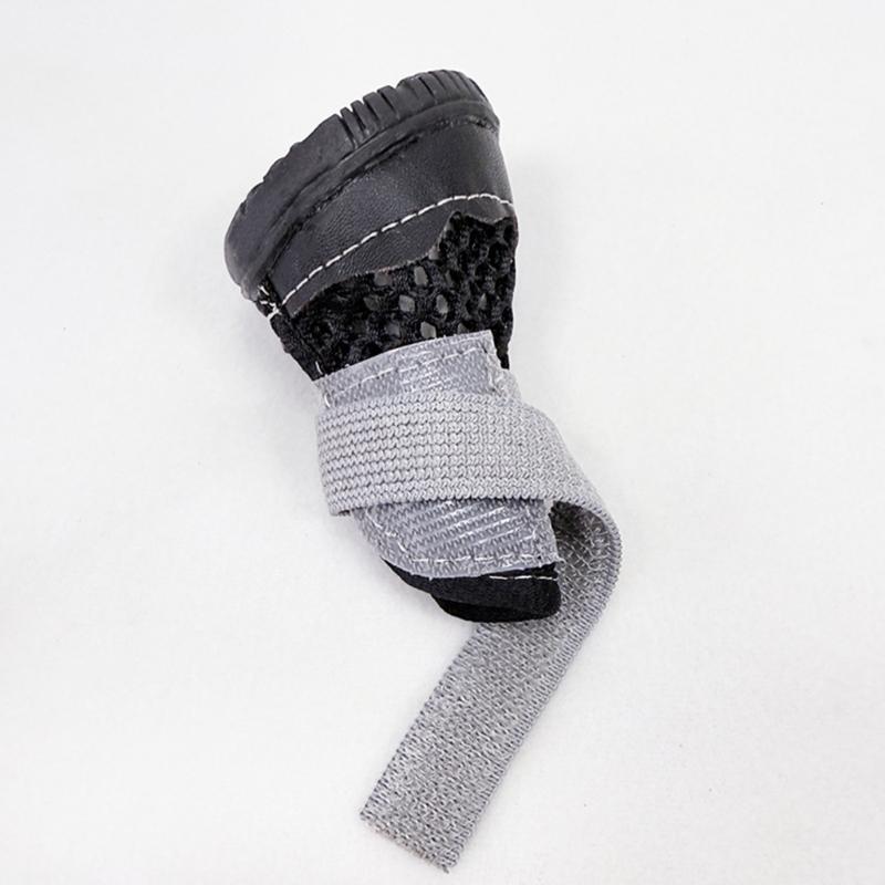 Puppy Paw Covers for Walking with Breathable Textile Upper, Textured Base, Toe Guard, Ankle Bands, Four Piece Pairing