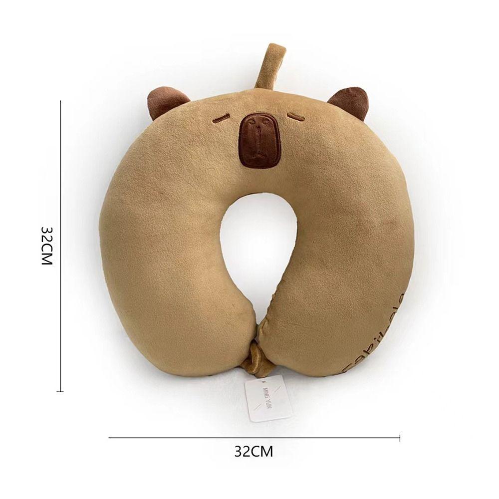 Portable Cotton Capibara Neck Pillow U-Shape Head Rest Travel Pillows Super Light Press To Inflate Cervical Pillow Train