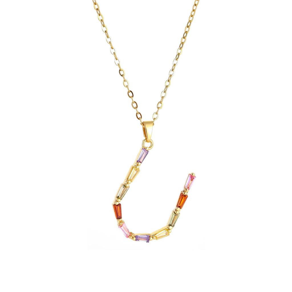 Ladies' Diamond & Colored Gemstone Metal Necklace, Heavy Craftsmanship Premium Design Initial Necklace, Gift for Women, Holiday Present, Party Jewelry