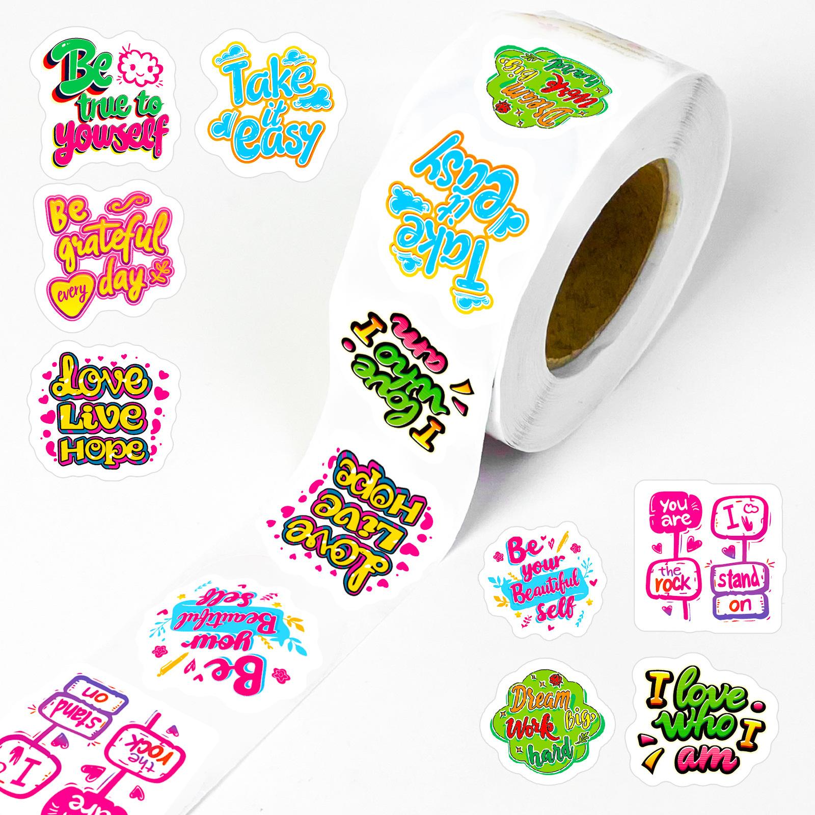 

500 Photos/roll In English Graffiti Roll Stickers Inspirational Phrases Children s Learning Materials Personalized Creative Roll Stickers