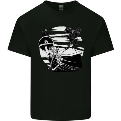 Camiseta Infantil Menina Escudeira com Corvo e Navio Viking