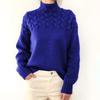 Damen Pullover mit Zopfmuster, hohem Kragen und langen Ärmeln