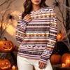 Women's Halloween Print Long Sleeve Pullover Hoodie Casual Round Neck Top