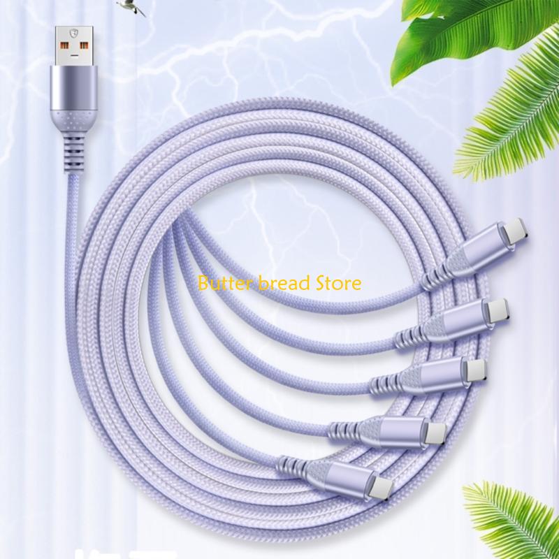 W89C 5 Way USB C Charging Cable 1 in 5 Out Multiports Cord USB to 5 Type C Cord