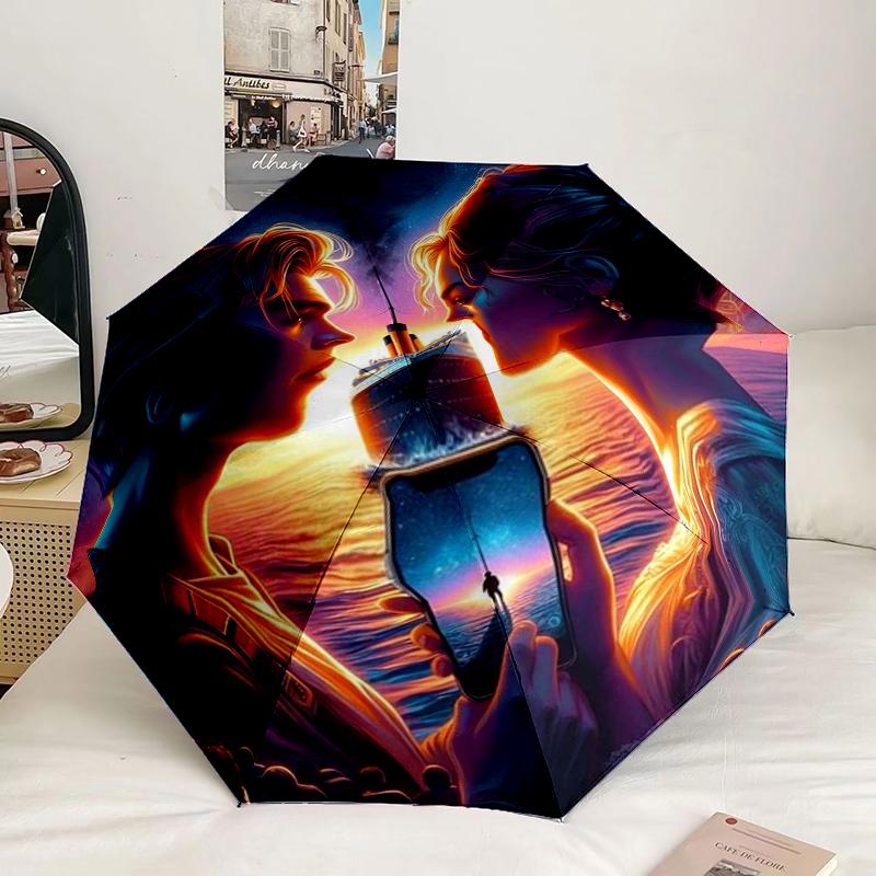 Love On The Tita-nic Umbrella 8-Frame for Travel, Camping, Casual Lightweight Portable Umbrella, Essential for Every Family Holidays Gift