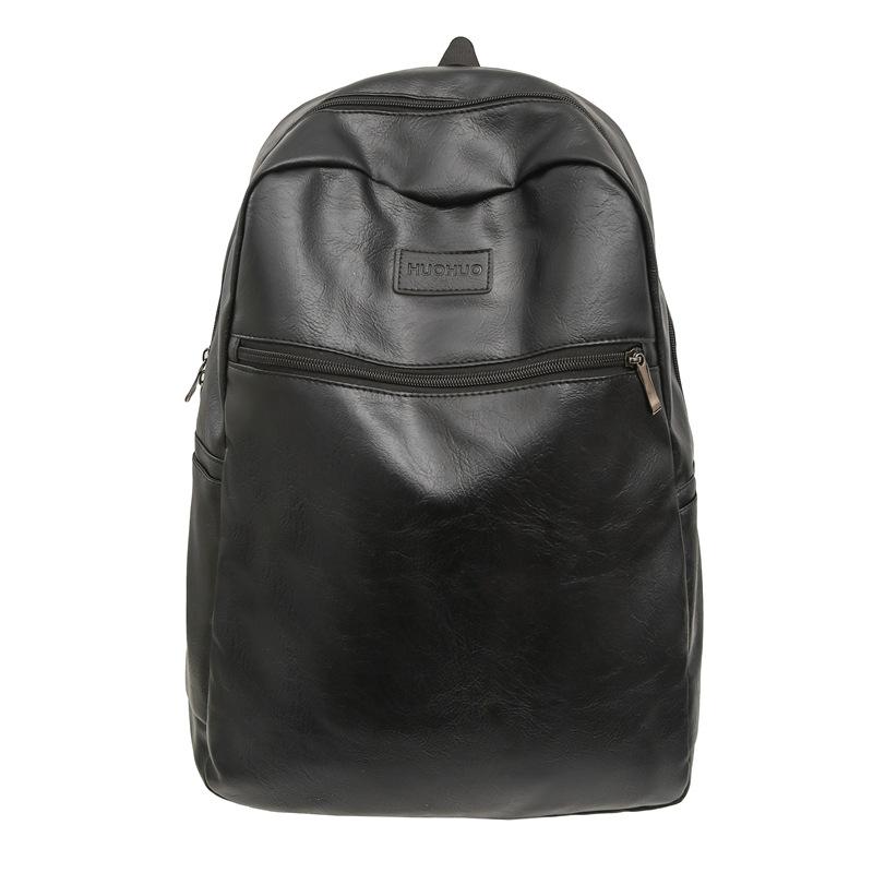 

TS JYL laptop bag,Cross Border Versatile Soft Leather Backpack Solid Color Retro Student Travel Laptop Bag One size fits all чёрный