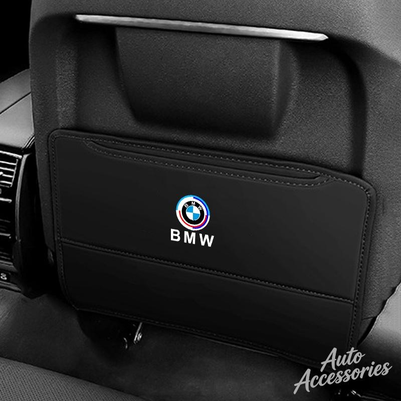 DJSA5 Car Seat Back Anti Kick Pad Prevent Dirt Protect Leather Cover For BMW 50th Anniversary 3 5 7 Series E83 F16 E70 Auto Accessory