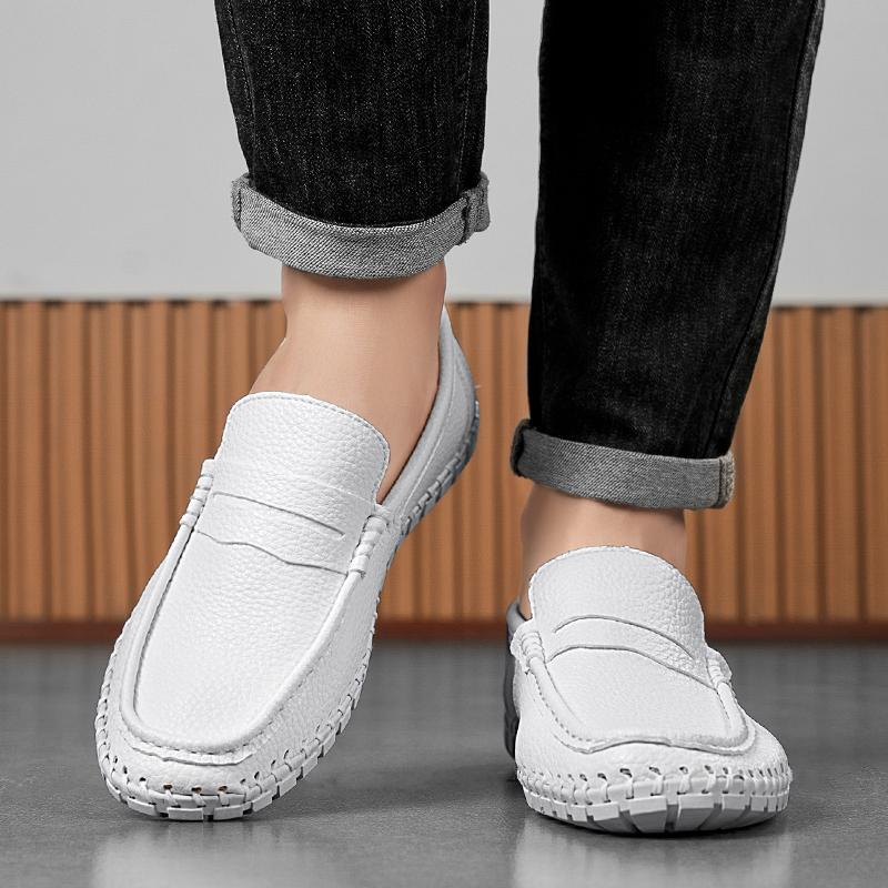 Fashion 2025 New Male Driving Loafers Handmade Outdoor Walking Shoes Classic Wedding Dress Moccasins Soft Men's Leather Slip On Flats