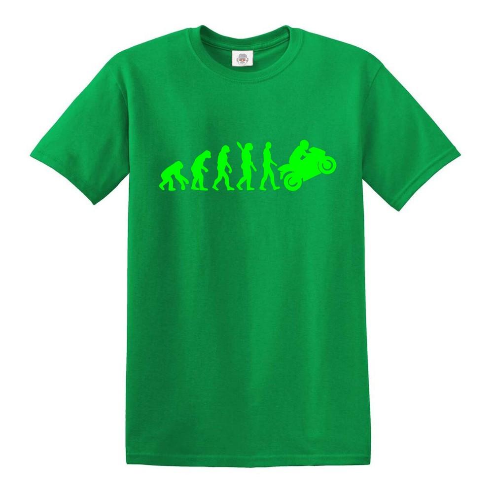 Evolution of man to kawasaki tshirt ninja motorbike super bike mens ladies top