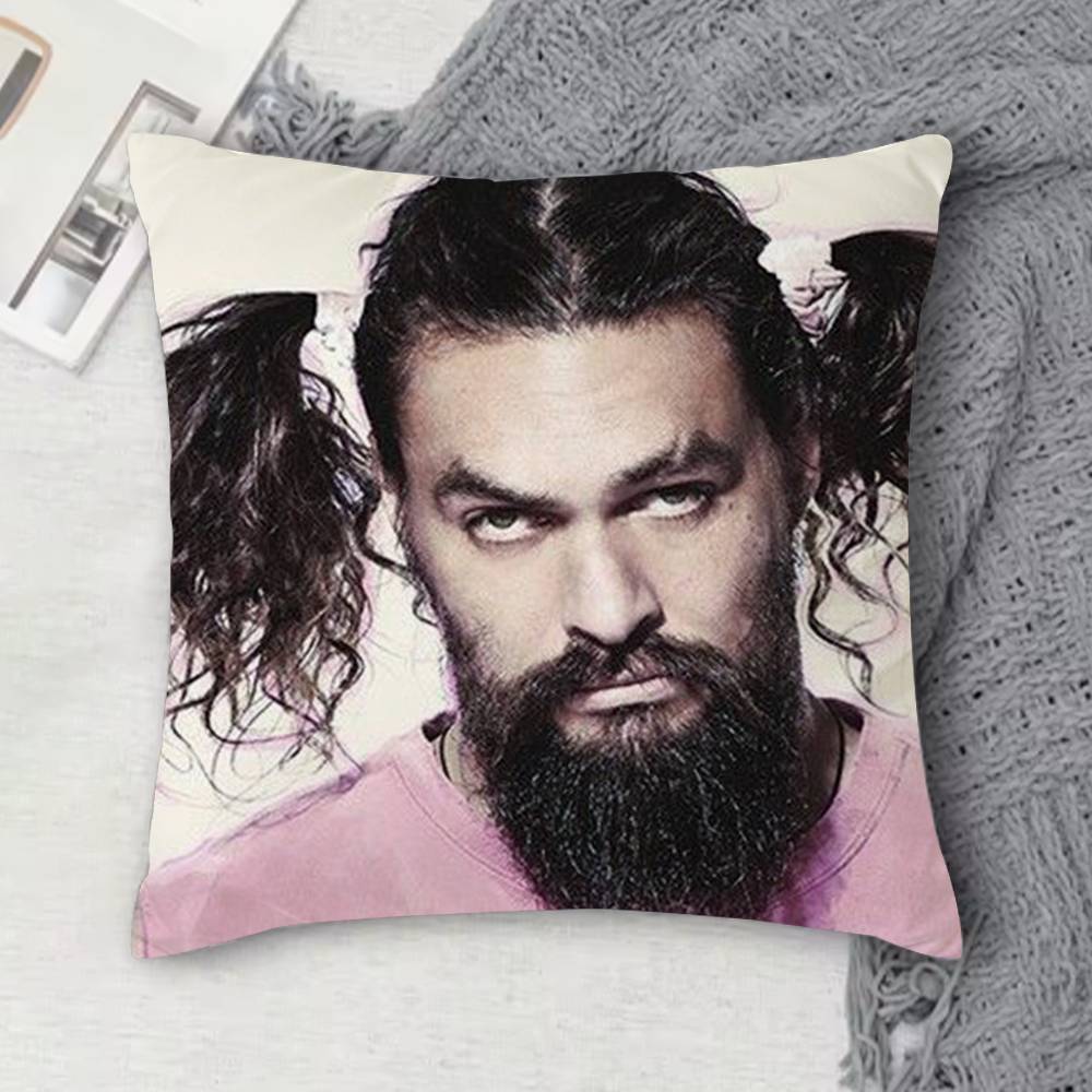 JJason Momoa Doublesided Printed Square Decorative Cushion Cover for Sofa Living Room Home Decor