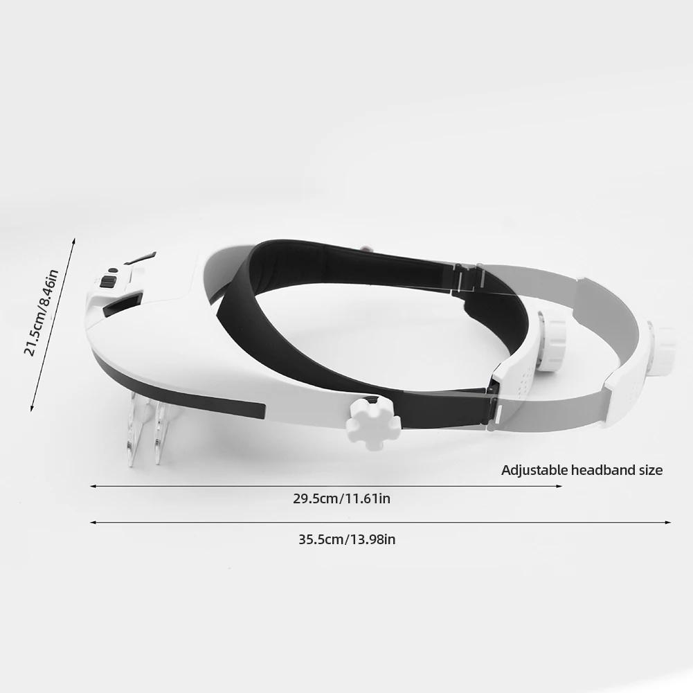 Head-Mounted Magnifier LED Illumination 1.5X/2.5X/3.5X Helmet Style Magnifying Glass Jewelry Watch Maintenance Read Magnifier