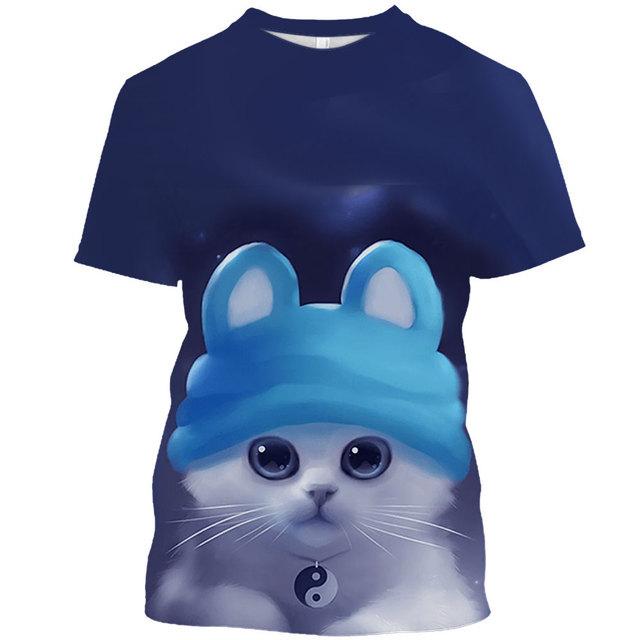 

Футболки с забавными животными и милыми котами, модные летние дышащие футболки в стиле хип-хоп с короткими рукавами и графическим рисунком для девочек, топы, пуловеры больших размеров 8XL