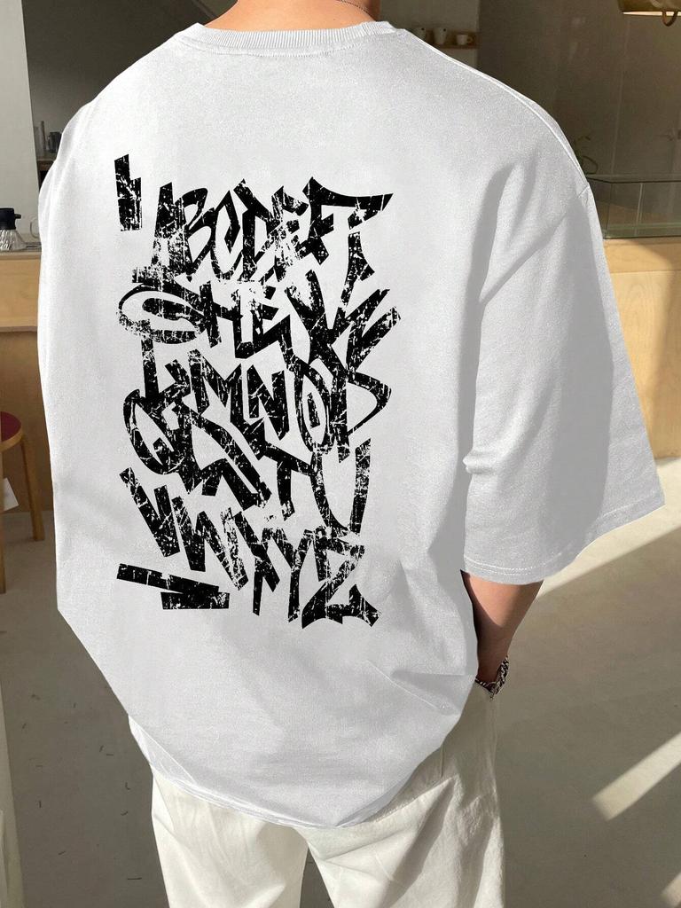 New Elegant Summer Unisex Tshirt Loose Drop Shoulder Round Neck Japanese Korean Style Cartoon Print Tee