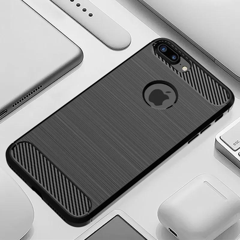 Husă Moale pentru Telefon pentru iPhone XR XS Max X Fibră de Carbon TPU Rezistent la Șocuri Capac Spate pentru iphone 7 8 plus 6 6S SE2 SE3 Husă de Silicon