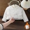 Girls' Floral Print Cotton Coat with Lace Collar - Warm Autumn/Winter Layer