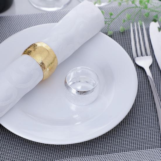 Metal Napkin Ring Golden Silver-color Frosted Hammer Pattern Dinner Napkin Holder Buckle Birthday Wedding Holiday Party Dining Table Decoration