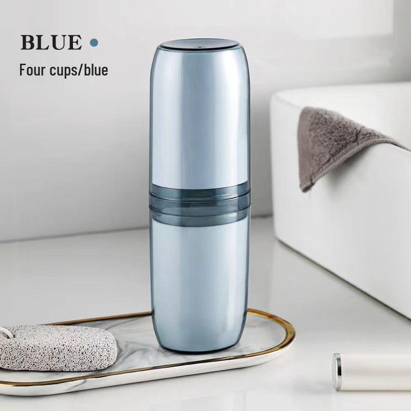 Portable 4-in-1 Dental Kit: Wash Cup, Toothpaste, Mouthwash, Toothbrush Holder for Travel