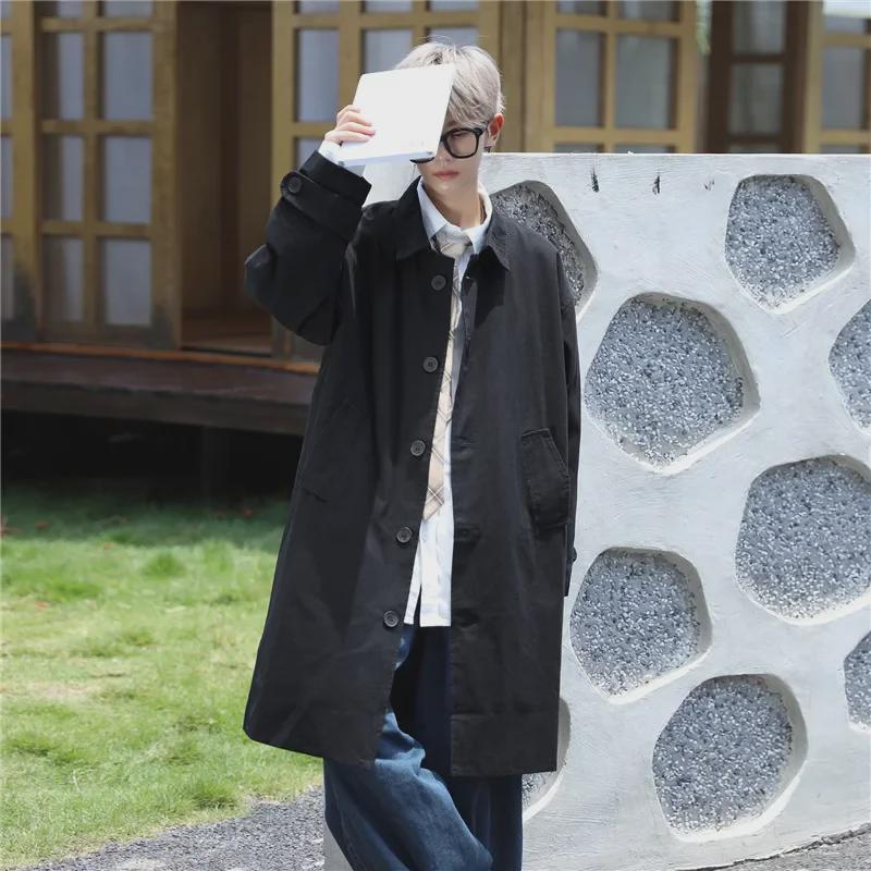 Chaqueta Cortavientos Casual de Moda para Hombre - Primavera/Otoño, Largo Medio, Estilo Hong Kong/Japonés/Coreano, Deportivo, Guapo, Corte Holgado.