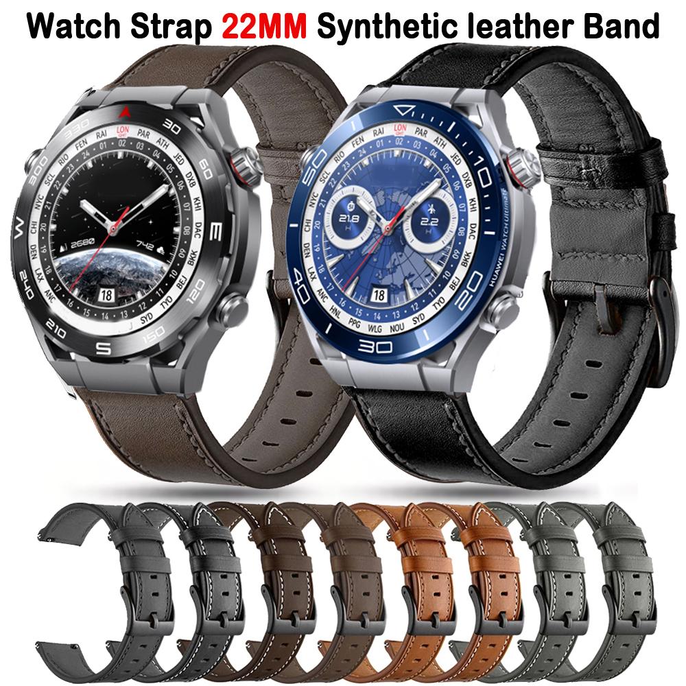 Leather Watch Band for Huawei Watch Ultimate 2 / 1 Breathable Soft 22mm Watchband Fit for Huawei Watch GT6 GT6Pro GT5/4/3/2 46mm