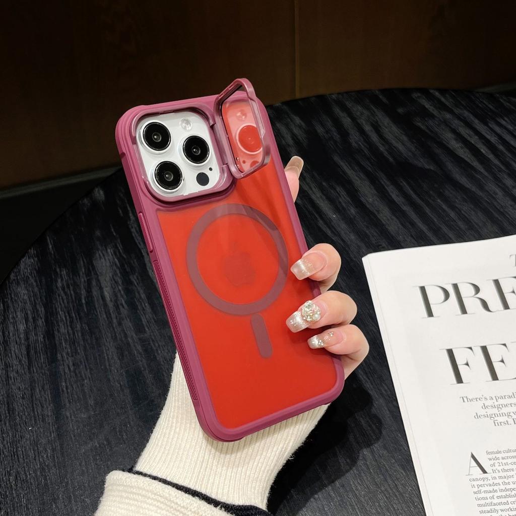 Luxury Bracket Stand Magnetic Phone Case for iPhone 16 15 14 Plus 13 12 11 16 Pro Max With Lens Protection Cover for Magsafe