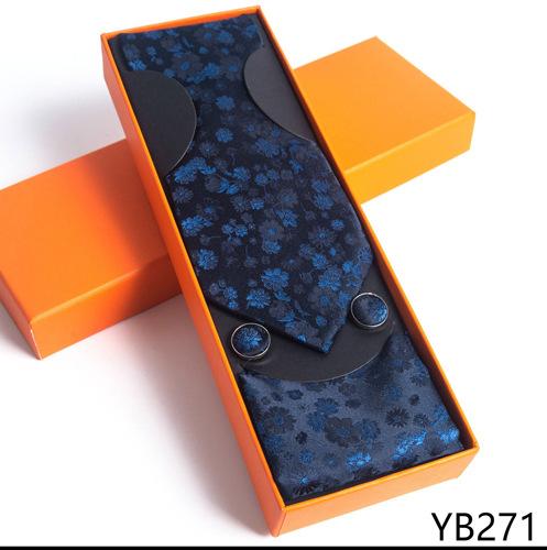 Herrenkrawatte mit quadratischer Manschette, Geschenkbox-Set, Business-Casual-Krawatte, Orange, Geschenkbox