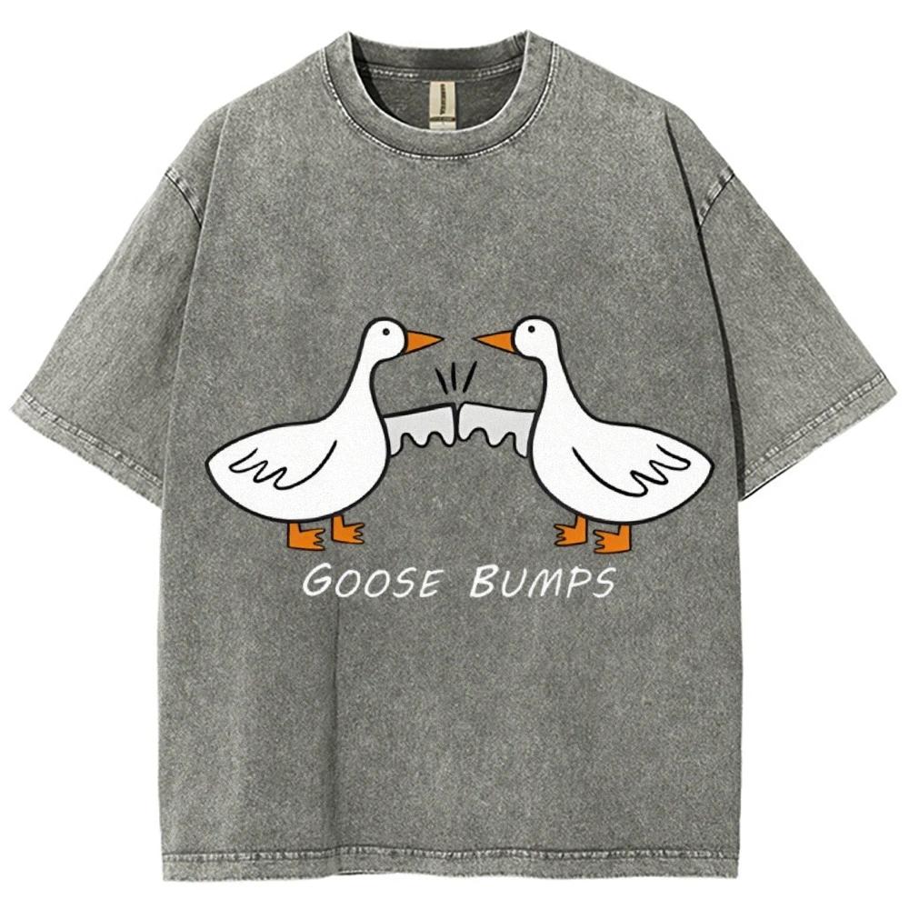 Urocze Koszulki z Grafiką Gęsi Bluzki Oversize Letnie dla Kobiet Mężczyzn Casual Damskie Streetwearowe T-shirty Unisex