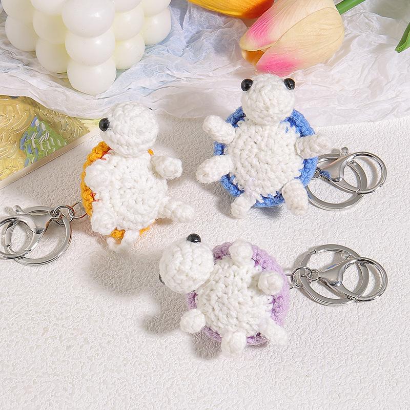 Cute Crochet Turtle Plush Keychain Handmade Mini Pendant For Backpack Bag Car Keys Home Desk Decor Gift Accessory