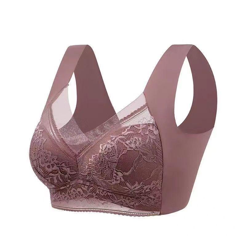 Women Lace Wireless Bra Seamless Breathable Comfortable Full Cup Supportive Anti Sagging Lingerie
