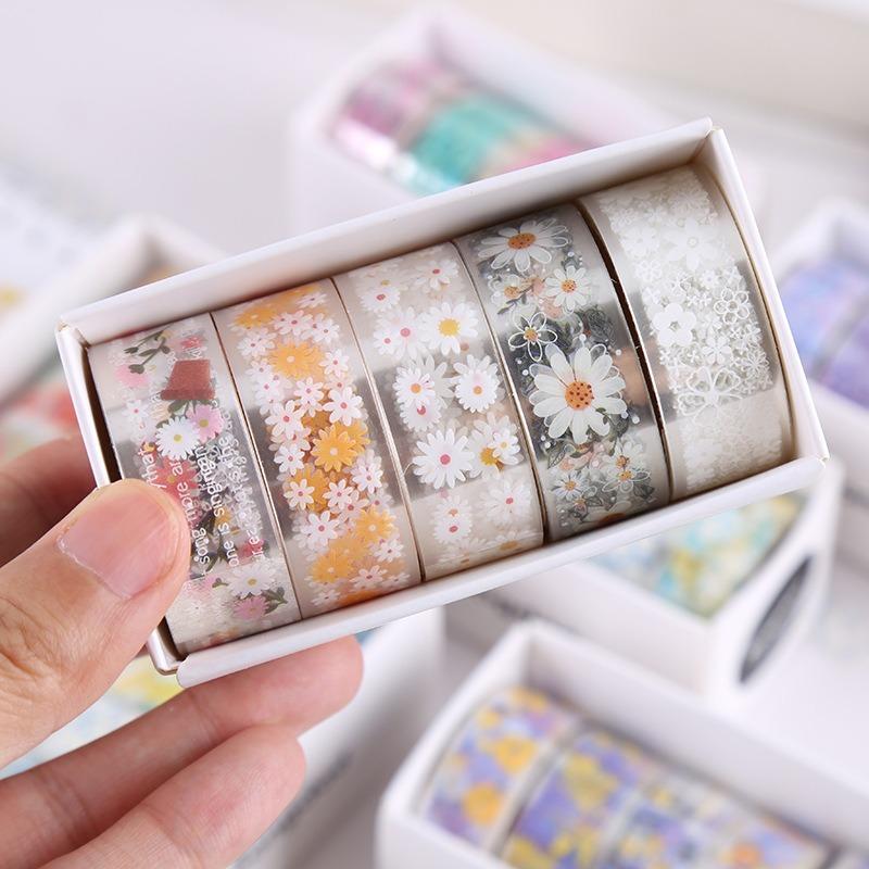 5 Rolls Washi Tape  Journaling Washi Tape Set for Crafts Decorative Adhesive Set Japan Washi Collage Pet Tape School Supplies