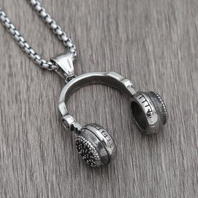 Punk Hip Hop DJ Musik Kopfhörer Anhänger Halskette Lange Kette Für Männer Frauen Punk Rock Headset Halskette Männlicher Schmuck Geschenk