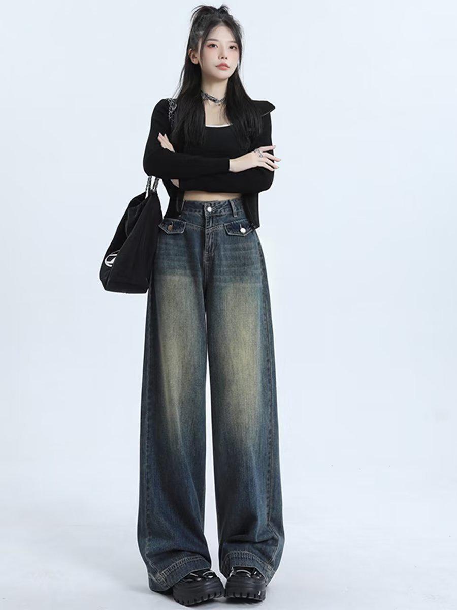 

Женские джинсы с высокой талией Fengshui весна/осень 2025 года: Свободный крой, утягивающий, уличный стиль. 3XL (150-165 jin)