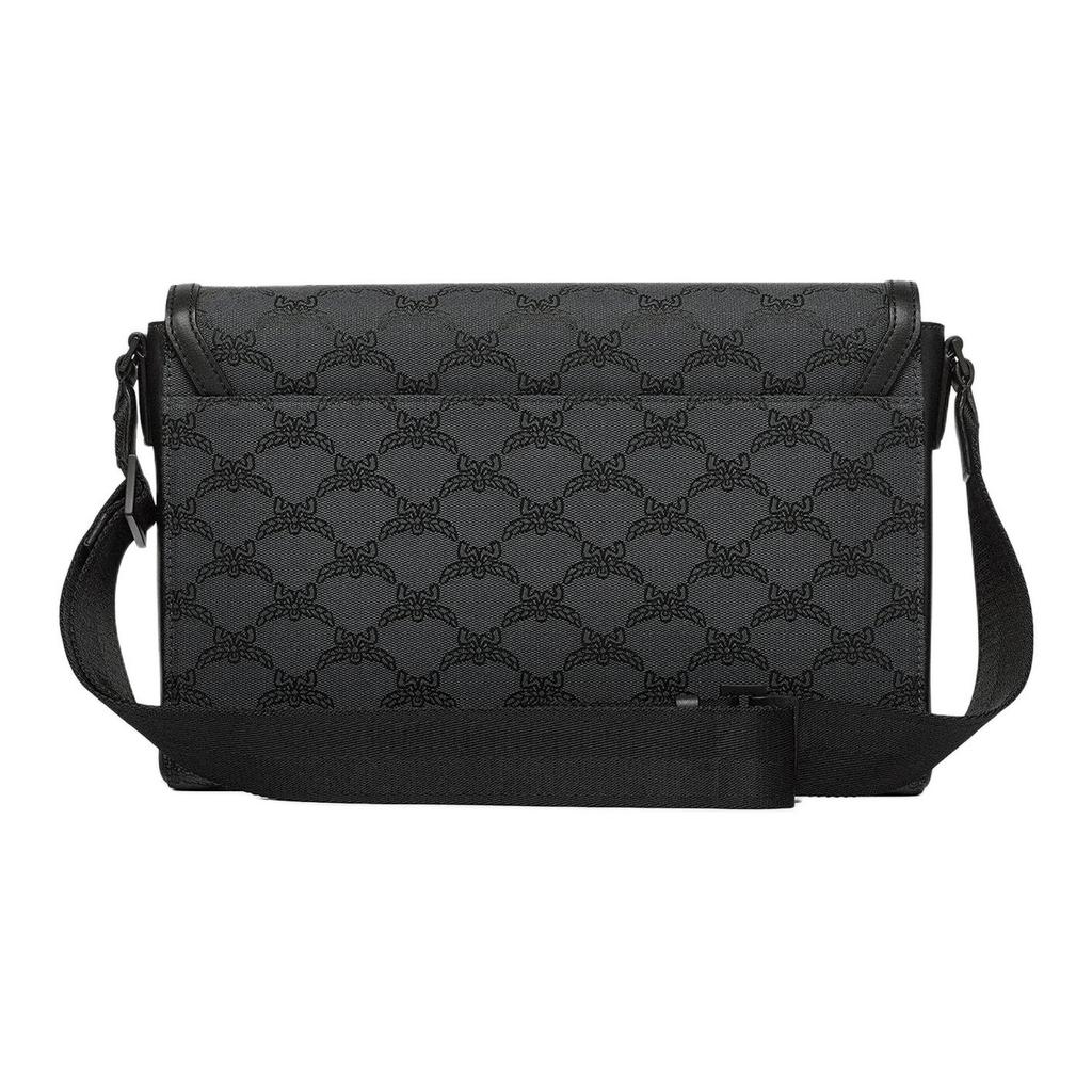 MCM Monogram Canvas Messenger Bag with Detachable Shoulder Strap for Daily & Travel Use