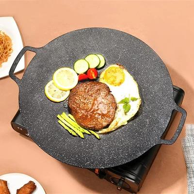 BBQ Topf Multi-Griddle Eisenplatte Koreanischer Barbecue-Grill Grillpfanne Yakiniku Koreanische Grillpfanne Outdoor Tragbar Induktionskochfeld Wok