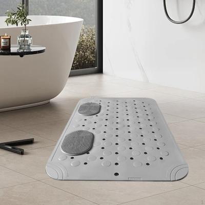 Non Slip Bath Mat Floor Mat, Drain Holes, Comfort Portable with Suction Cup, Shower for
