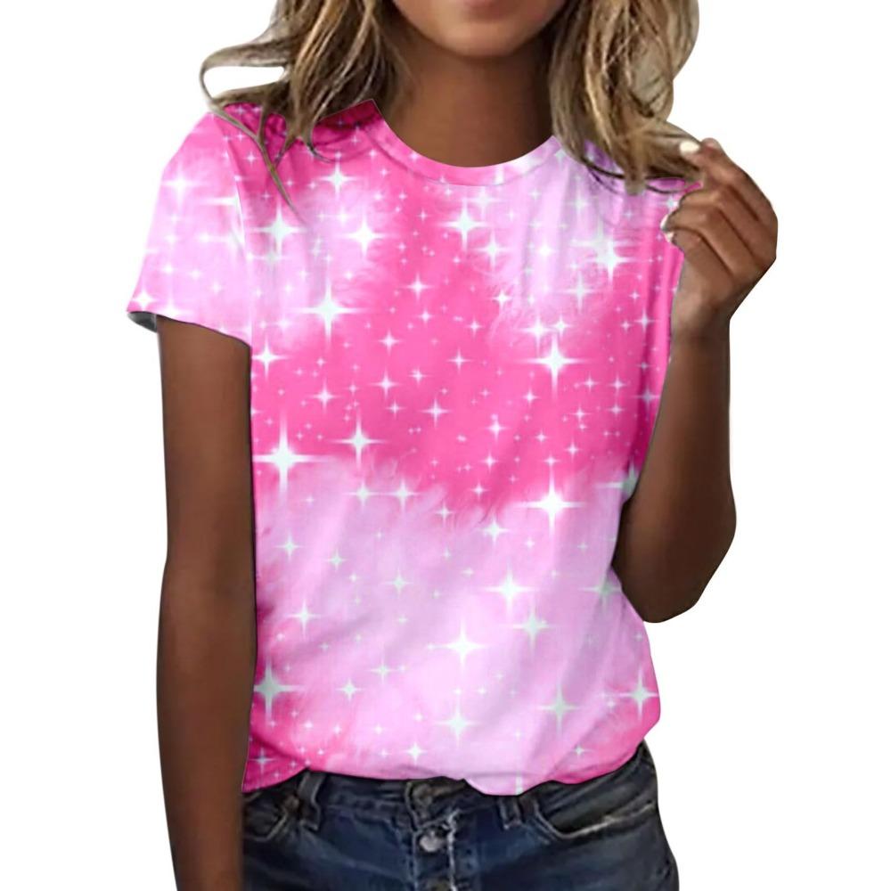 3D Printed Women's Casual Round Neck Short Sleeved T-shirt